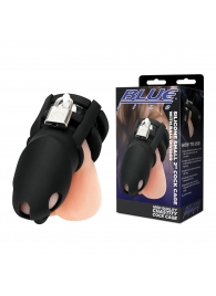 Черная клетка для пениса Silicone Small 2 in Cock Cage With Ball Divider - BlueLine - купить с доставкой в Костроме