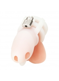 Белая клетка для пениса Silicone Small 2 in Cock Cage With Ball Divider - BlueLine - купить с доставкой в Костроме
