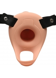 Телесный полый страпон 2  Erection 28X Smooth Vibrating Silicone Penis Sheath - 16 см. - XR Brands - купить с доставкой в Костроме