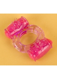 Фиолетовое виброкольцо с двумя вибропульками - Toyfa Basic - в Костроме купить с доставкой