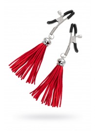 Зажимы на соски «Прищепки» с красными кисточками из замши - Pecado - купить с доставкой в Костроме