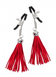 Зажимы на соски «Прищепки» с красными кисточками из замши - Pecado - купить с доставкой в Костроме