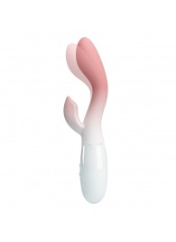 Розово-белый вибромассажёр-кролик Brighty - 20 см. - Baile