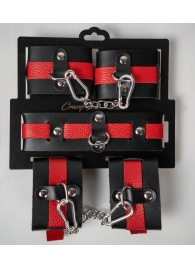 Черно-красный набор фиксаций: наручники, оковы и ошейник - Crazy Handmade - купить с доставкой в Костроме