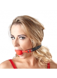 Силиконовый кляп-шар на чёрных ремешках Red Gag silicone - Orion - купить с доставкой в Костроме
