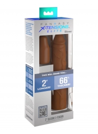 Коричневая насадка на член 2  Silicone X-tension - 20,3 см. - Pipedream - в Костроме купить с доставкой