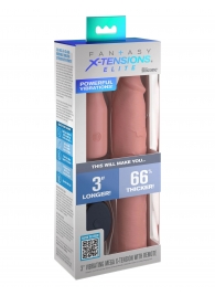 Телесная вибронасадка на член 3  Vibrating Mega X-tension with Remote - 22,9 см. - Pipedream - в Костроме купить с доставкой