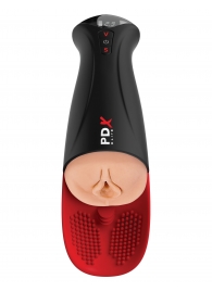 Телесный мастурбатор-вагина в черной колбе с вибрацией Fuck-O-Matic Pro XL - Pipedream - в Костроме купить с доставкой