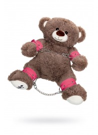Бондажный набор: бурый мишка с розовыми оковами и наручниками - Pecado - купить с доставкой в Костроме