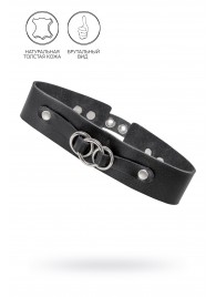 Черный чокер-ошейник со связанными кольцами на подложке - Pecado - купить с доставкой в Костроме