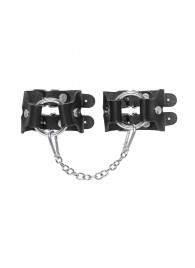 Черные кожаные наручники-браслеты из двух ремешков - Pecado - купить с доставкой в Костроме