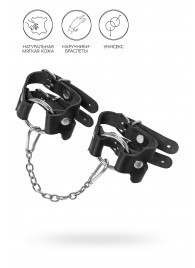 Черные кожаные наручники-браслеты из двух ремешков - Pecado - купить с доставкой в Костроме