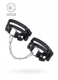 Черные кожаные оковы из двух ремешков - Pecado - купить с доставкой в Костроме