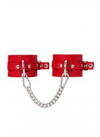 Красные мягкие кожаные оковы с люверсами - Pecado - купить с доставкой в Костроме
