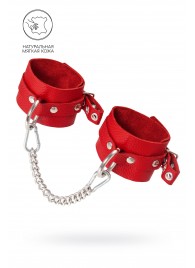 Красные мягкие кожаные оковы с люверсами - Pecado - купить с доставкой в Костроме