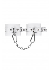 Белые мягкие кожаные наручники с люверсами - Pecado - купить с доставкой в Костроме