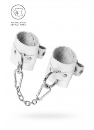 Белые мягкие кожаные наручники с люверсами - Pecado - купить с доставкой в Костроме