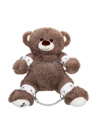 Бондажный набор: бурый мишка с белыми оковами и наручниками - Pecado - купить с доставкой в Костроме