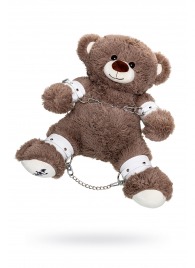 Бондажный набор: бурый мишка с белыми оковами и наручниками - Pecado - купить с доставкой в Костроме