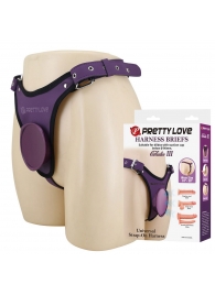 Фиолетовые трусики харнесс с платформой Caludio III - Baile - купить с доставкой в Костроме