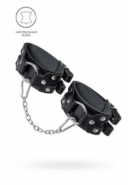 Черные кожаные оковы с двумя ремешками - Pecado - купить с доставкой в Костроме