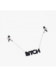 Зажимы на соски с кожаной подвеской Bitch - Crazy Handmade - купить с доставкой в Костроме