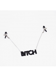Зажимы на соски с кожаной подвеской Bitch - Crazy Handmade - купить с доставкой в Костроме