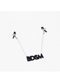 Зажимы на соски с кожаной подвеской BDSM - Crazy Handmade - купить с доставкой в Костроме