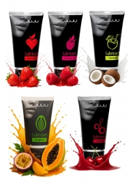 Набор из 5 съедобных лубрикантов JUJU (клубника, малина, тропические фрукты, вишня, кокос) - JuJu - купить с доставкой в Костроме