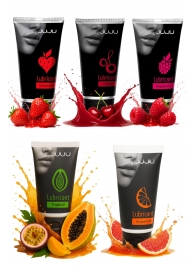 Набор из 5 съедобных лубрикантов JUJU (клубника, малина, тропические фрукты, вишня, грейпфрут) - JuJu - купить с доставкой в Костроме