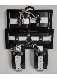 Набор фиксаторов из черной и белой натуральной кожи - Crazy Handmade - купить с доставкой в Костроме