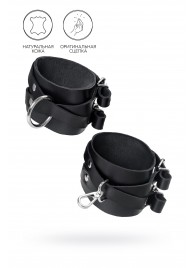 Черные кожаные оковы с двумя перекрёстными ремешками - Pecado - купить с доставкой в Костроме