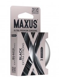 Черные утолщенные презервативы MAXUS Extra Strong с железным кейсом - 3 шт. - Maxus - купить с доставкой в Костроме