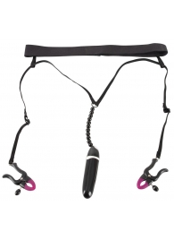 Женские вибростринги с зажимами для половых губ Spreader String with Vibrator - Orion - купить с доставкой в Костроме