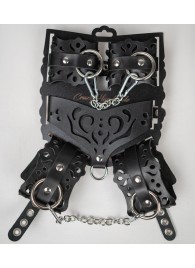 Черный ажурный кожаный набор фиксаций - Crazy Handmade - купить с доставкой в Костроме