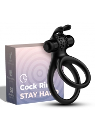 Черное эрекционное виброкольцо с подхватом мошонки Stay Hard - Boys of Toys - в Костроме купить с доставкой