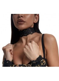 Черный ажурный чокер с золотистой фурнитурой - Crazy Handmade - купить с доставкой в Костроме