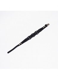 Черный ажурный чокер с золотистой фурнитурой - Crazy Handmade - купить с доставкой в Костроме