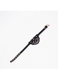 Черный чокер с клепками и золотистой фурнитурой - Crazy Handmade - купить с доставкой в Костроме