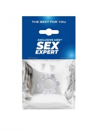 Прозрачное эрекционное кольцо с шариками и шипами - Sex Expert - в Костроме купить с доставкой