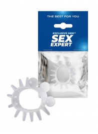 Эластичное эрекционное кольцо с шариками и лучами - Sex Expert - в Костроме купить с доставкой