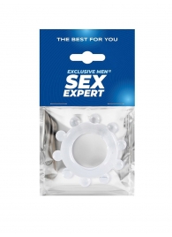 Прозрачное эрекционное кольцо со стимулирующими шариками - Sex Expert - в Костроме купить с доставкой