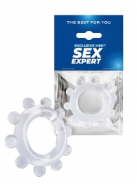 Прозрачное эрекционное кольцо со стимулирующими шариками - Sex Expert - в Костроме купить с доставкой
