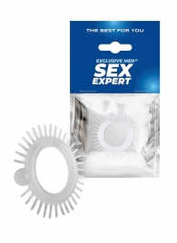 Эластичное эрекционное кольцо с шипиками и шариком - Sex Expert - в Костроме купить с доставкой