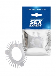 Эластичное эрекционное кольцо с 3 шариками и шипами - Sex Expert - в Костроме купить с доставкой