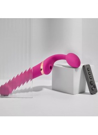 Ярко-розовый безремневой страпон Multi Orgasm Bendable Strap-On size L с клиторальной стимуляцией - Strap-on-me - купить с доставкой в Костроме