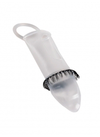 Закрытая насадка на пенис с подхватом мошонки и стимулирующими «ресничками» - Sextaz - в Костроме купить с доставкой