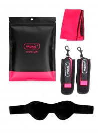 Черно-розовый эротический набор: маска, наручники и повязка - Erokay - купить с доставкой в Костроме