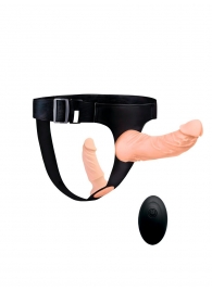 Женский страпон с 2 насадками, вибрацией и пультом ДУ - Erowoman-Eroman - купить с доставкой в Костроме