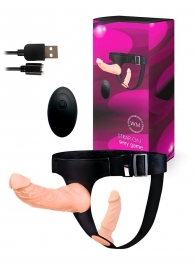 Женский страпон с 2 насадками, вибрацией и пультом ДУ - Erowoman-Eroman - купить с доставкой в Костроме